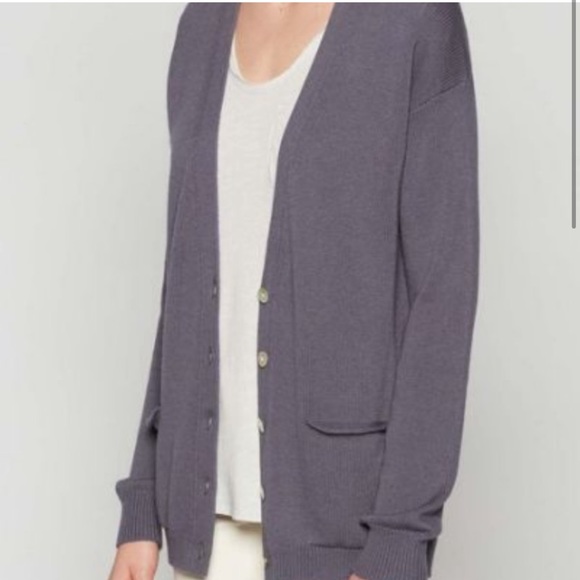 Brochu Walker The Horne Button Back Cashmere Blend Cardigan in Smoke Grey - Picture 4 of 12